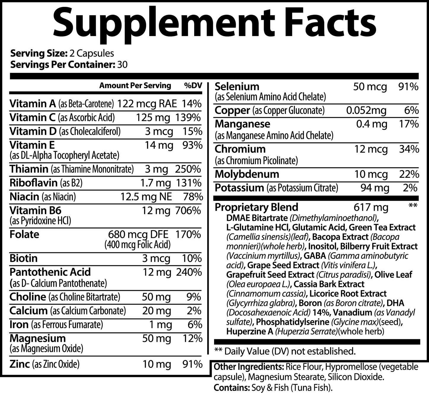 Brain & Focus Formula with DMAE, DHA & GABA | Advanced Neuroactivity Support