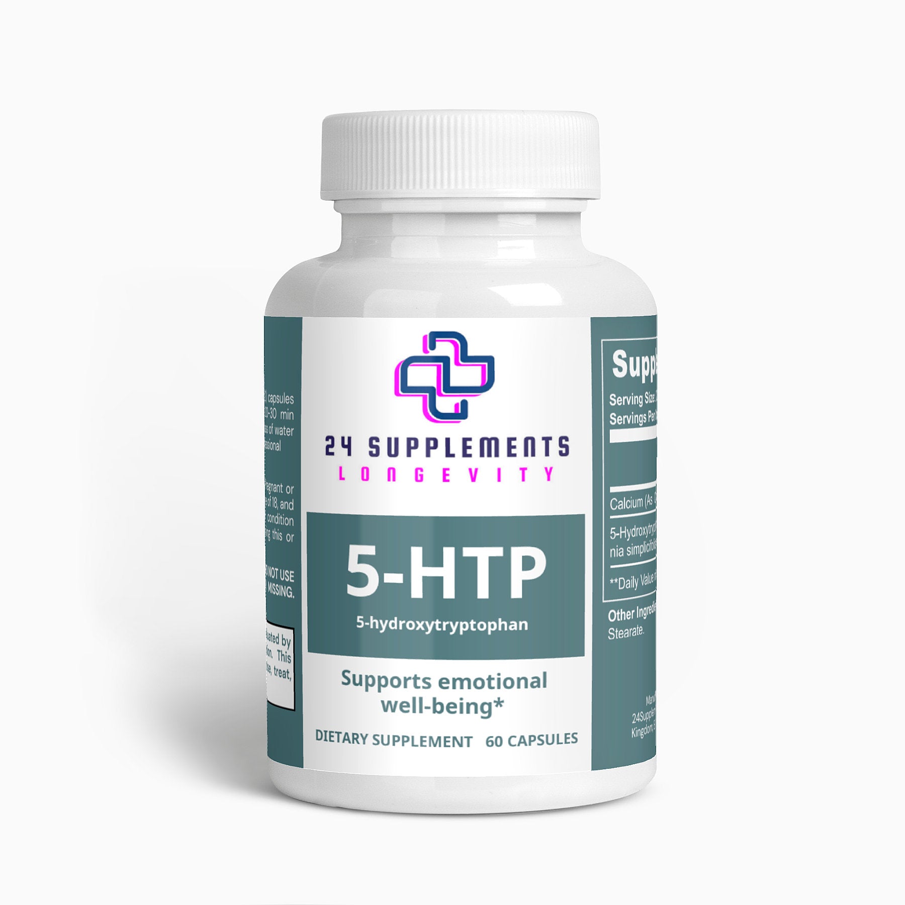 5-HTP Natural Serotonin Support Supplement | 60 Capsules | 24Supplements