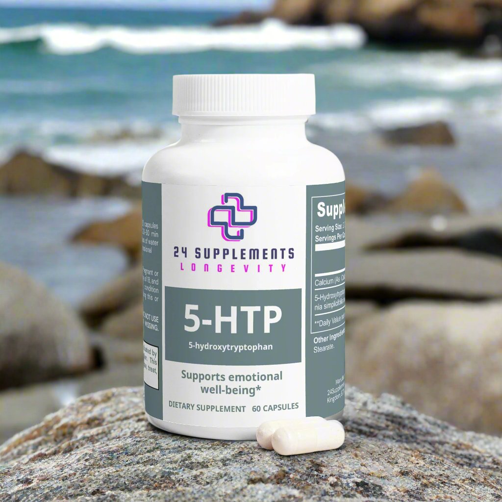 5-HTP Natural Serotonin Support Supplement | 60 Capsules | 24Supplements