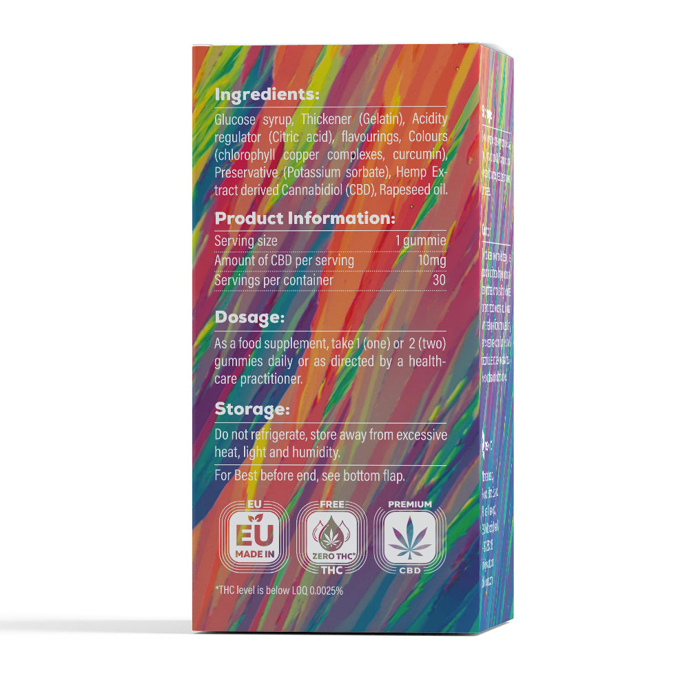 Broad Spectrum CBD Gummies 10mg - Apple & Lemon, THC-Free.