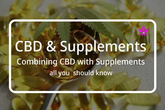 Various natural supplements including omega-3 fatty acids, turmeric, and magnesium alongside CBD oil. I 24Supplements