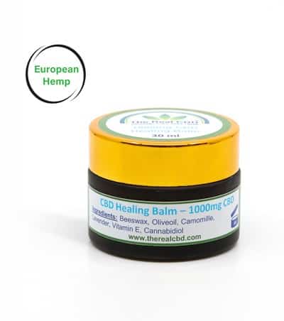 Jar of CBD Healing Balm 1000mg for soothing skin, reducing inflammation, and relieving muscle soreness