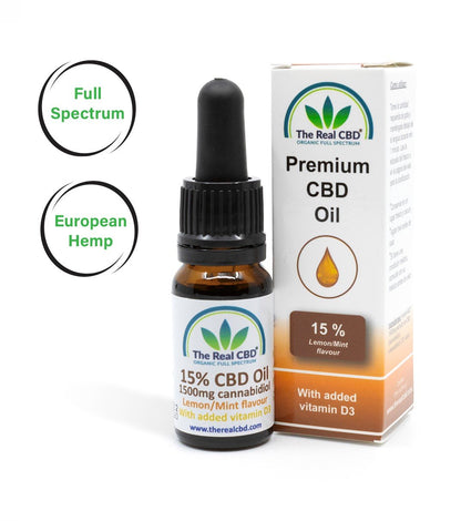 15% CBD Oil with Vitamin D3 - Lemon/Mint Flavor.