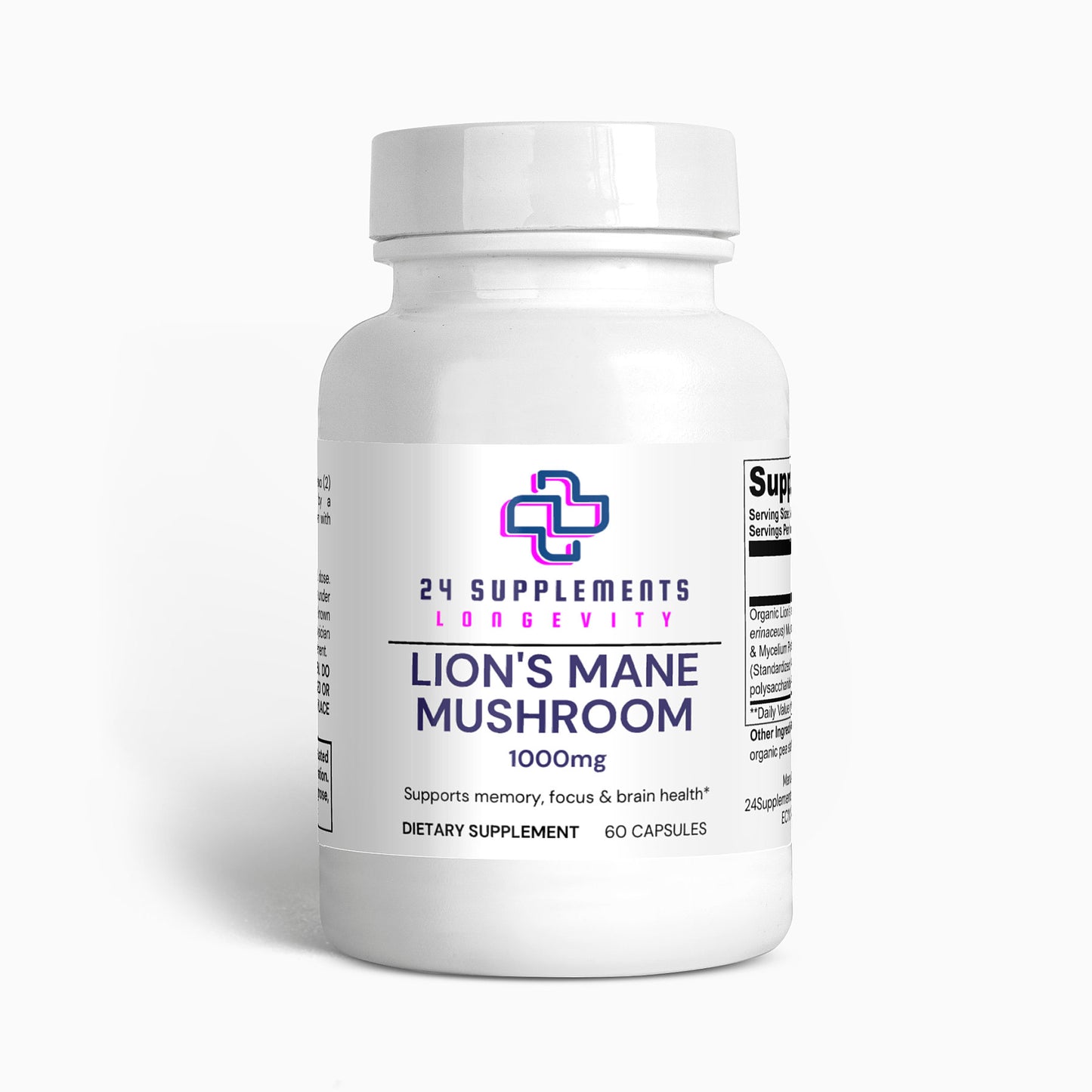 Organic Lion’s Mane Mushroom Capsules – Focus & Energy Support | 24Supplements