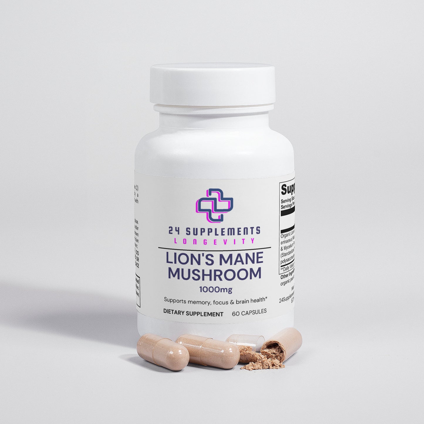 Organic Lion’s Mane Mushroom Capsules – Focus & Energy Support | 24Supplements