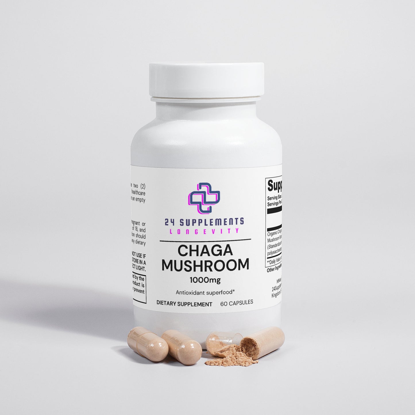 Capsules d'extrait de champignon Chaga - Antioxydant et soutien immunitaire