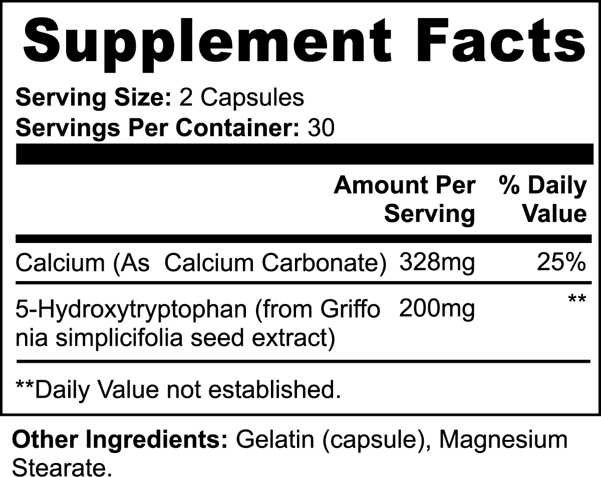 Complément alimentaire naturel de soutien à la sérotonine 5-HTP | 60 capsules