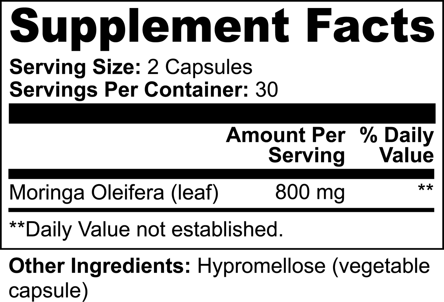 Extrait de feuille de moringa de qualité supérieure pour un soutien riche en nutriments | 60 capsules végétaliennes