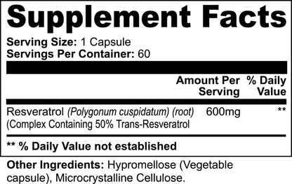 Resvératrol 50 % 600 mg – Favorise la santé cardiaque et favorise la perte de poids