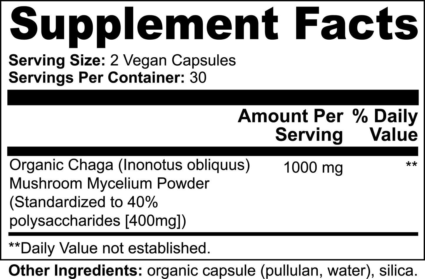 Chaga Mushroom Extract Capsules | Antioxidant & Immune Support