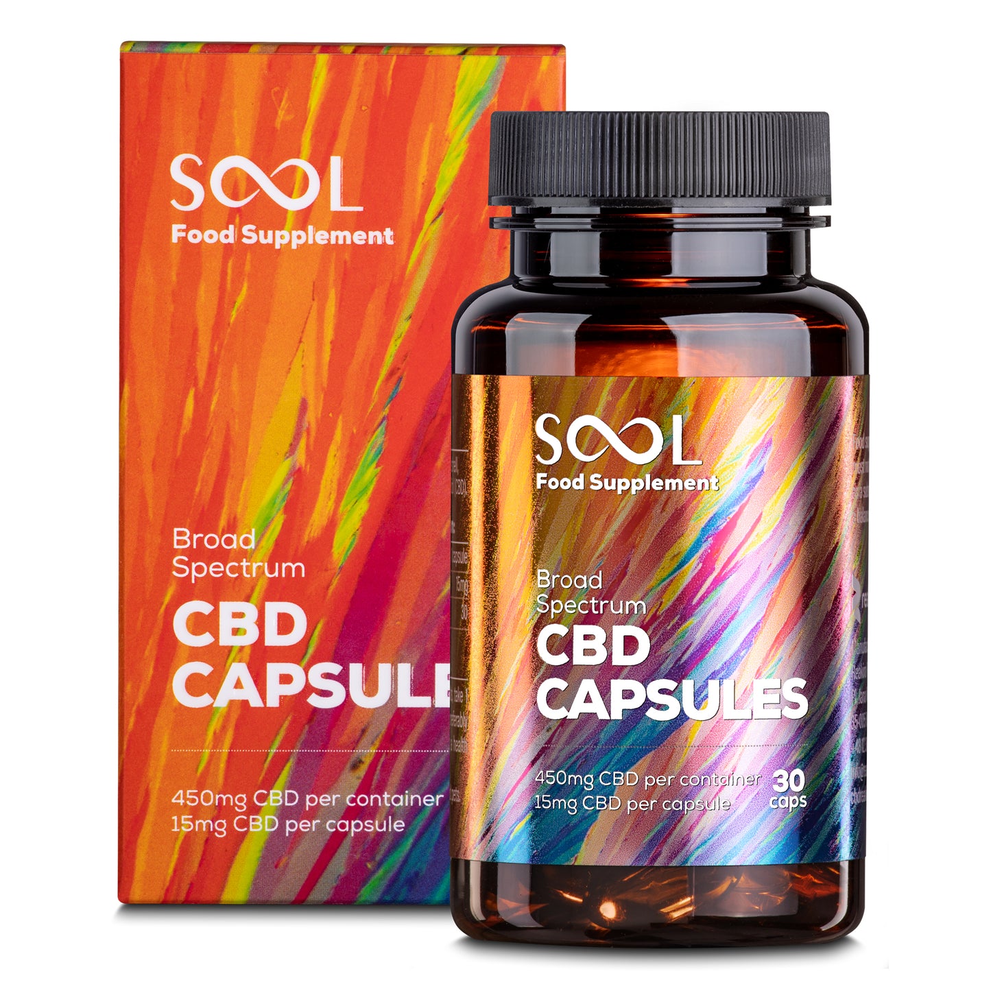 Broad Spectrum CBD Gel Capsules 450mg | THC-free CBD capsules for gentle wellness at 24Supplements.