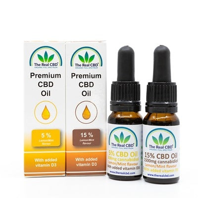 15% CBD Oil with Vitamin D3 - 1500mg CBD | Boost Your Health with Lemon/Mint Flavor 2 bottles I 24 Supplements