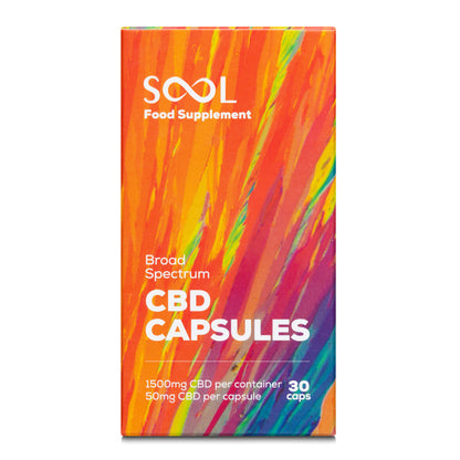 Broad Spectrum CBD Gel Capsules 50mg - THC Free.