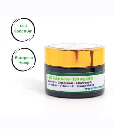 Jar of CBD Healing Balm 120mg for soothing skin, reducing irritation, and promoting hydration with CBD, beeswax, and lavender oil.