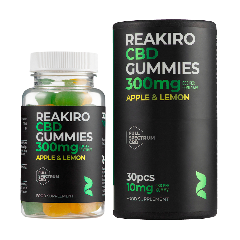 CBD Gummies 300mg – Apple & Lemon Flavor | 24Supplements – Tasty and natural CBD gummies for everyday wellness. 