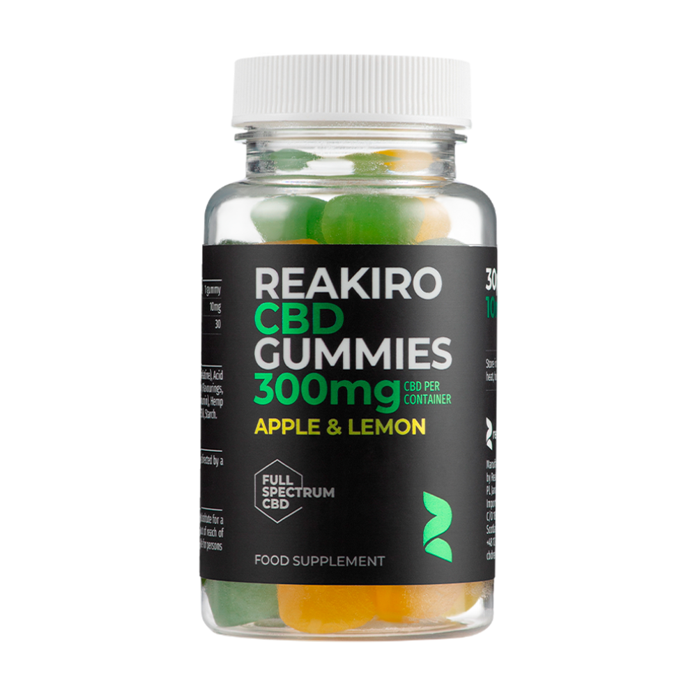 CBD Gummies 300mg – Apple & Lemon Flavor | 24Supplements – Tasty and natural CBD gummies for everyday wellness. 