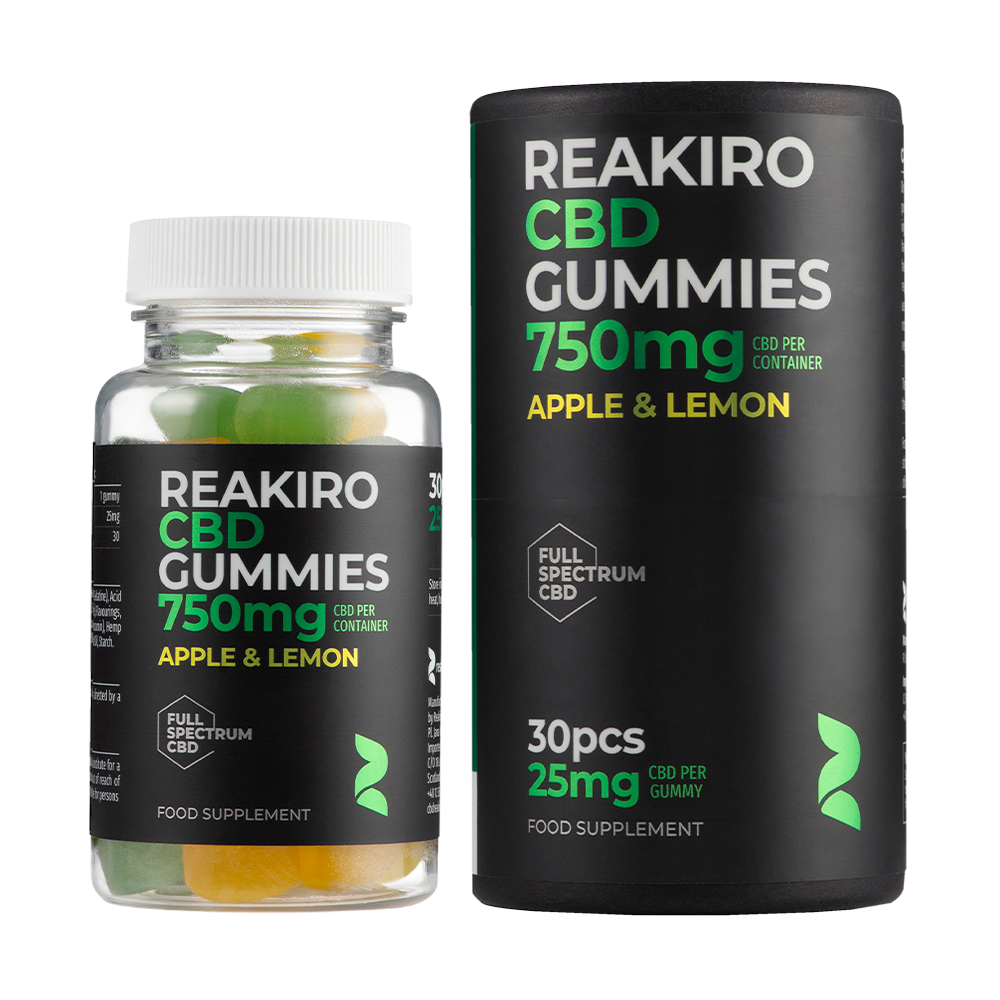 CBD Gummies 750mg – Apple & Lemon Flavor | 24Supplements – Premium Swiss CBD gummies for wellness support.