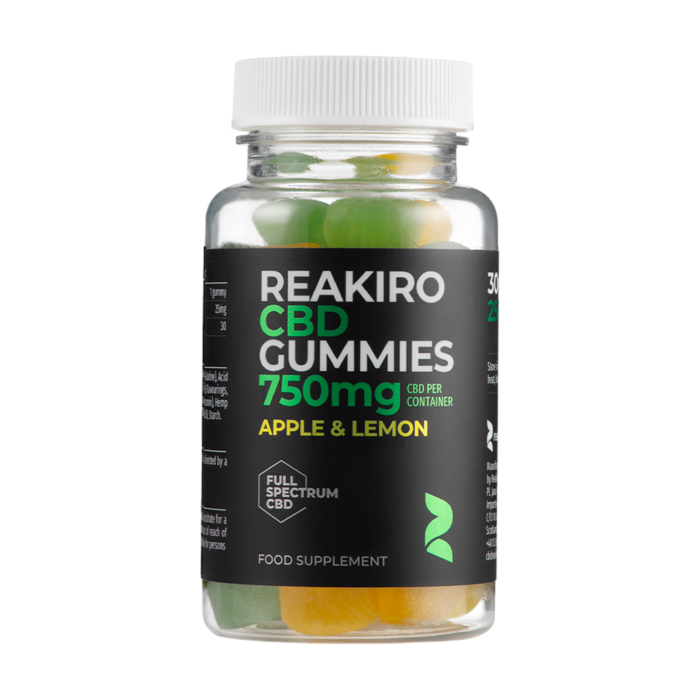 CBD Gummies 750mg – Apple & Lemon Flavor | 24Supplements – Premium Swiss CBD gummies for wellness support.