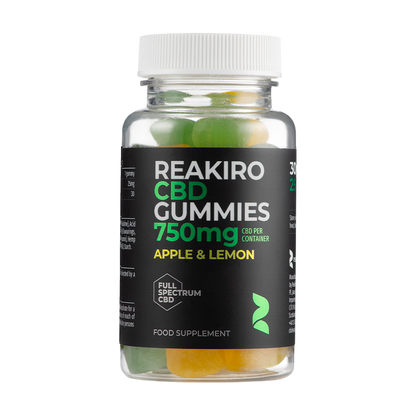 CBD Gummies 750mg – Apple & Lemon Flavor | 24Supplements – Premium Swiss CBD gummies for wellness support.