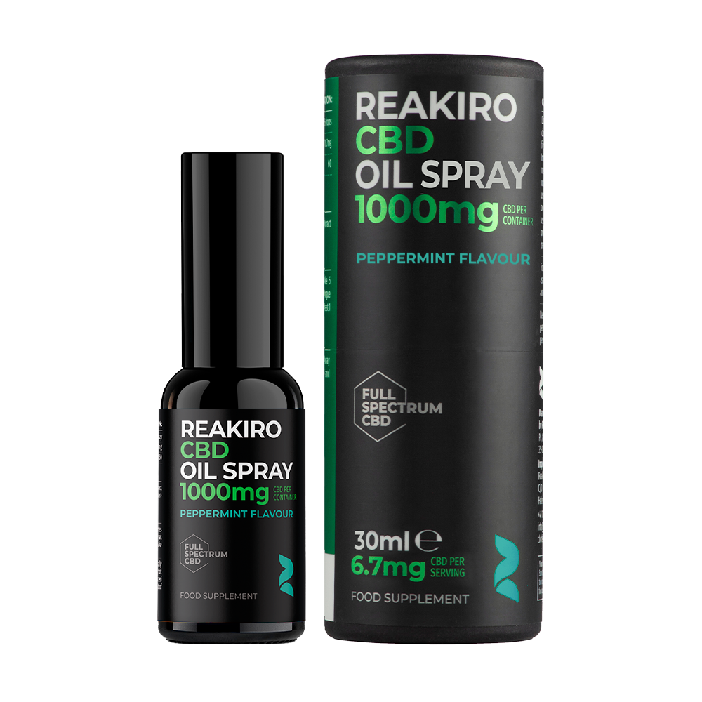 CBD Oil Spray Peppermint 1000mg | Swiss-made full-spectrum CBD spray for refreshing relief at 24Supplements.