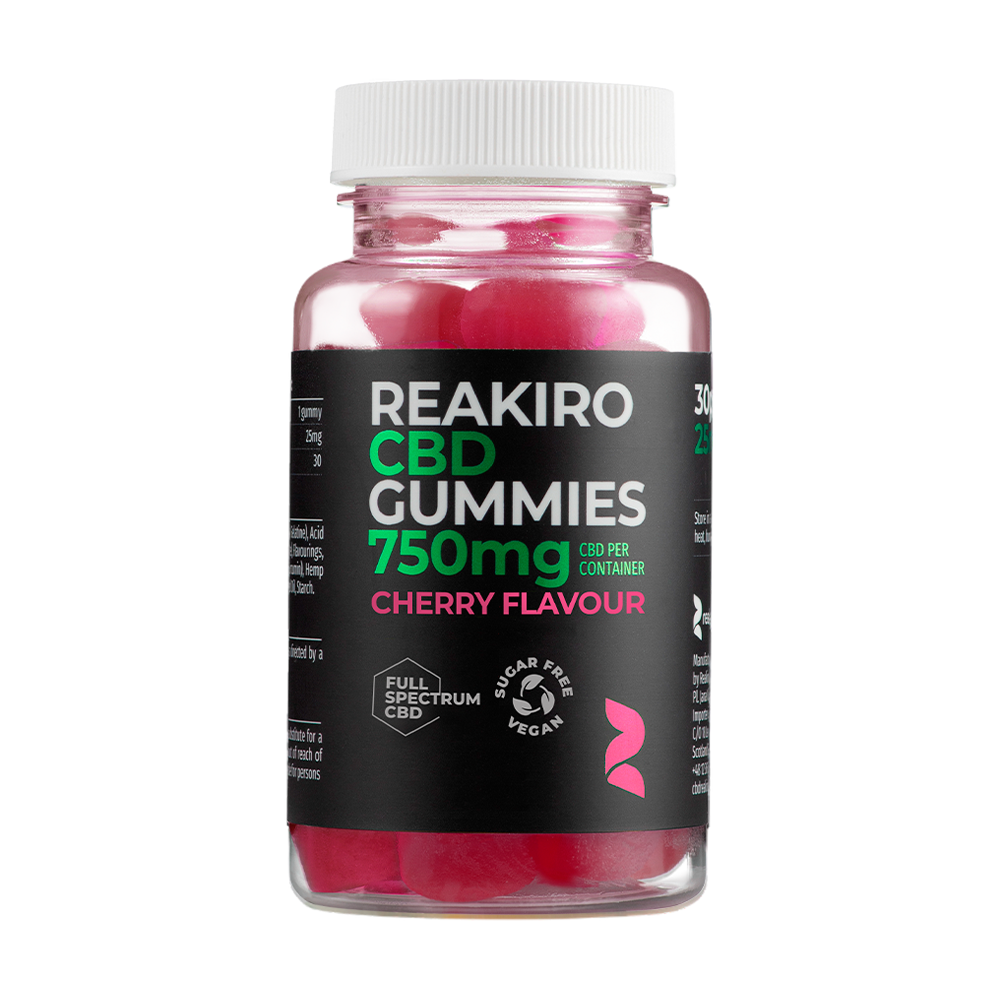 CBD Vegan Gummies Cherry 750mg | Vegan, Swiss-made CBD gummies for wellness at 24Supplements.