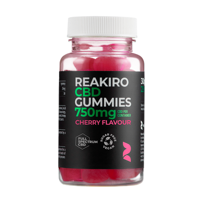 CBD Vegan Gummies Cherry 750mg | Vegan, Swiss-made CBD gummies for wellness at 24Supplements.