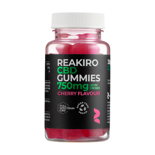 CBD Vegan Gummies Cherry 750mg | Vegan, Swiss-made CBD gummies for wellness at 24Supplements.