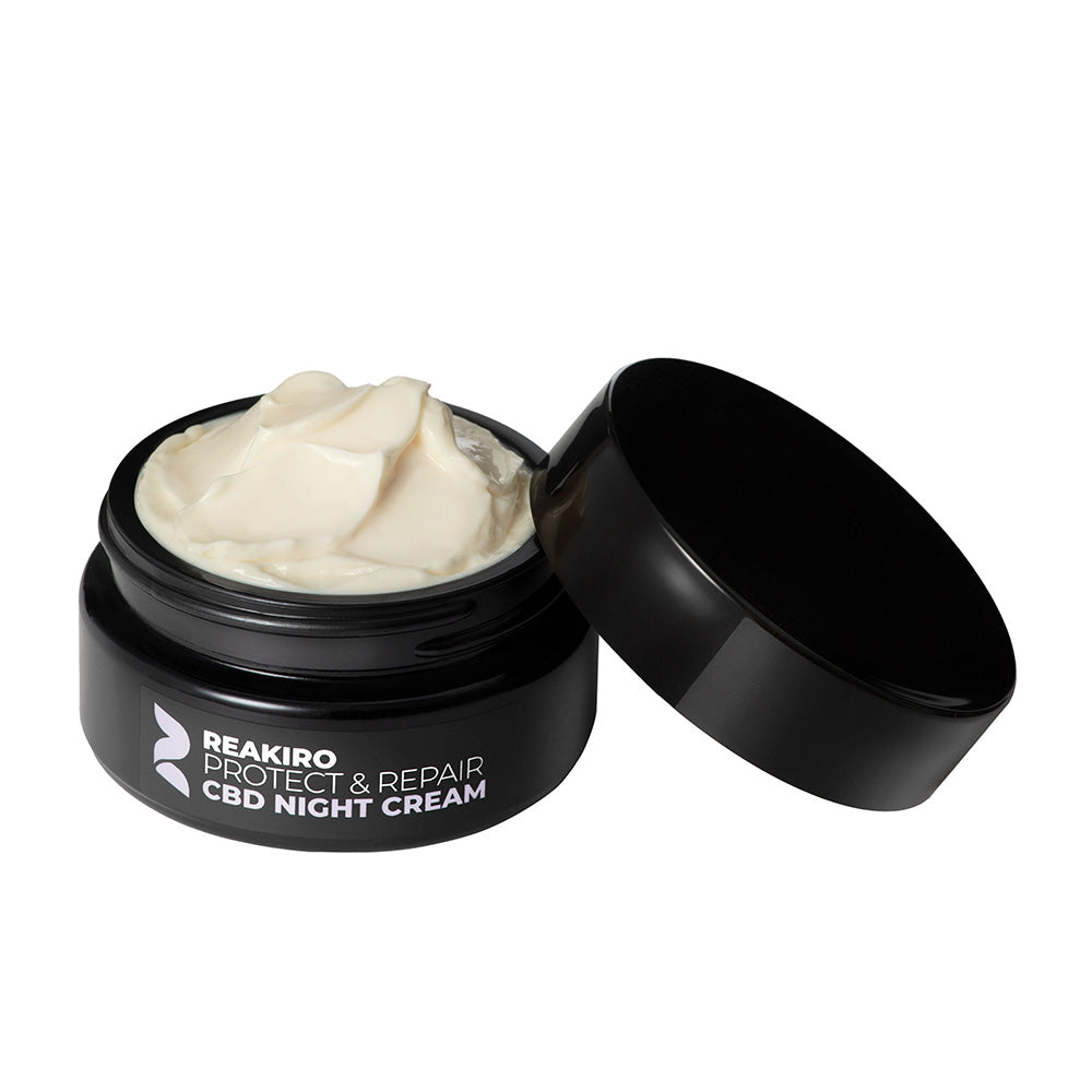 CBD Night Repair Cream 300mg | Full-spectrum CBD with Golden Algae and Aloe Juice for overnight skin repair and hydration. I 24Supplements