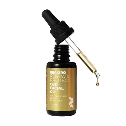 Renew & Protect CBD Face Oil | Full-spectrum CBD with Bakuchi Oil and Plant Pro-Retinol for skin renewal and hydration. I 24Supplements